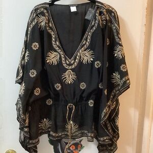 Venus Black & Gold Scarf top-NWOT
